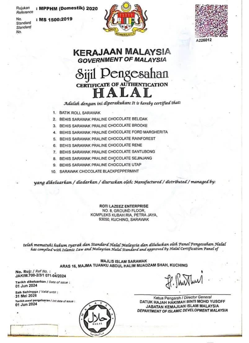 Sijil Pengesahan Halal 1